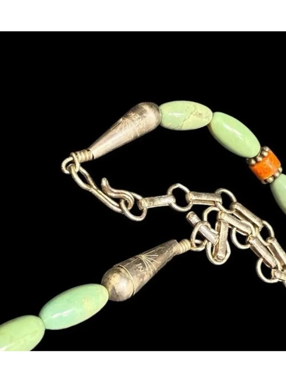 Native American Turquoise Coral Beaded Jewelry Set Necklace Earrings Ethnic